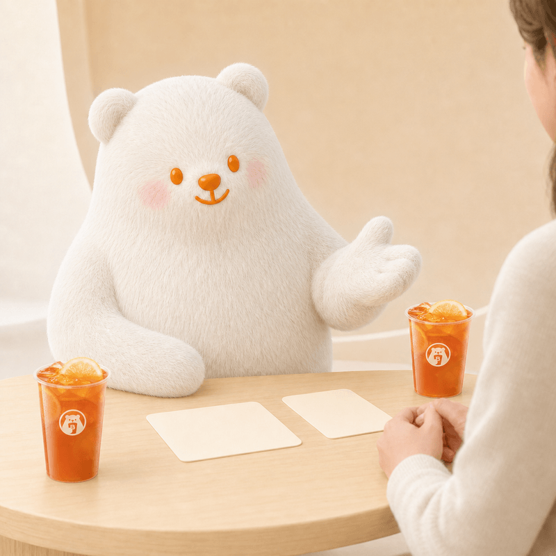 Bobo Bear discussing a franchise partnership over BINGXUE lemon tea